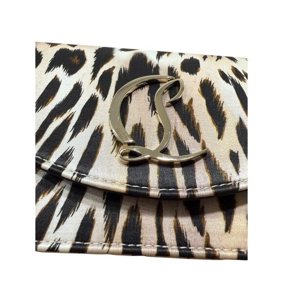 Christian Louboutin Loubi54 Gigi Leopard Satin Crepe Clutch Crossbody Bag - Picture 13 of 14
